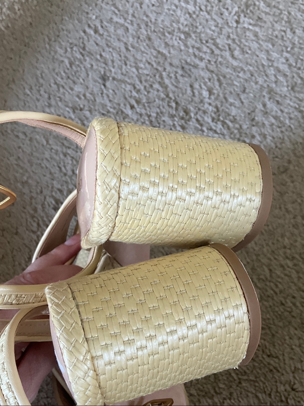 Veronica Beard Natural Raffia Platform Block Heel Sandal - Picture 7 of 8
